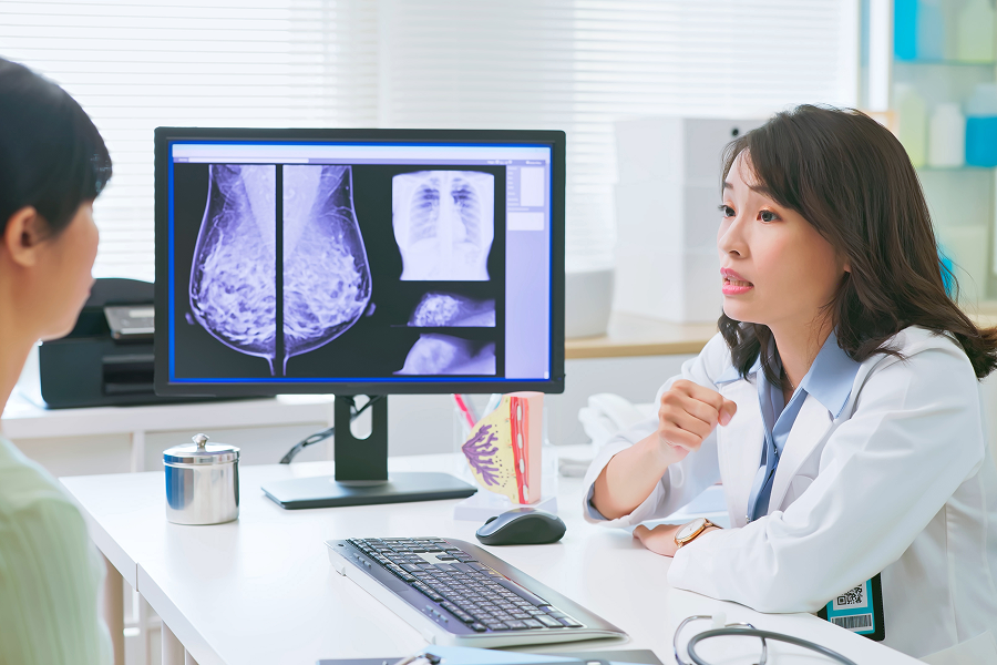 Medical consultation with breast X-ray images