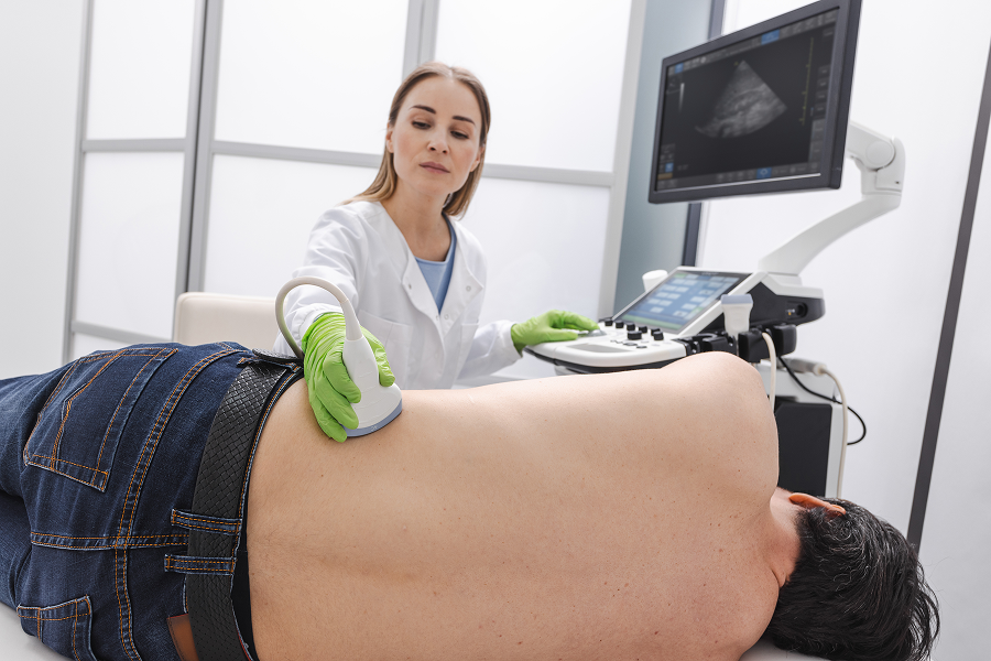 Healthcare professional performing ultrasound scan