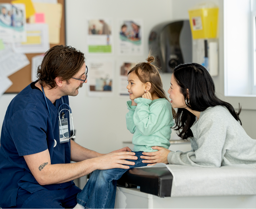 Pediatric check-up in medical office