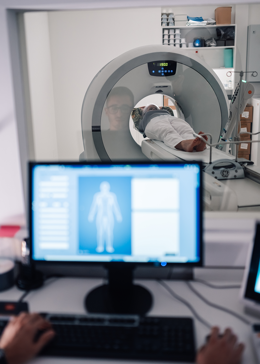 Patient undergoing CT scan procedure