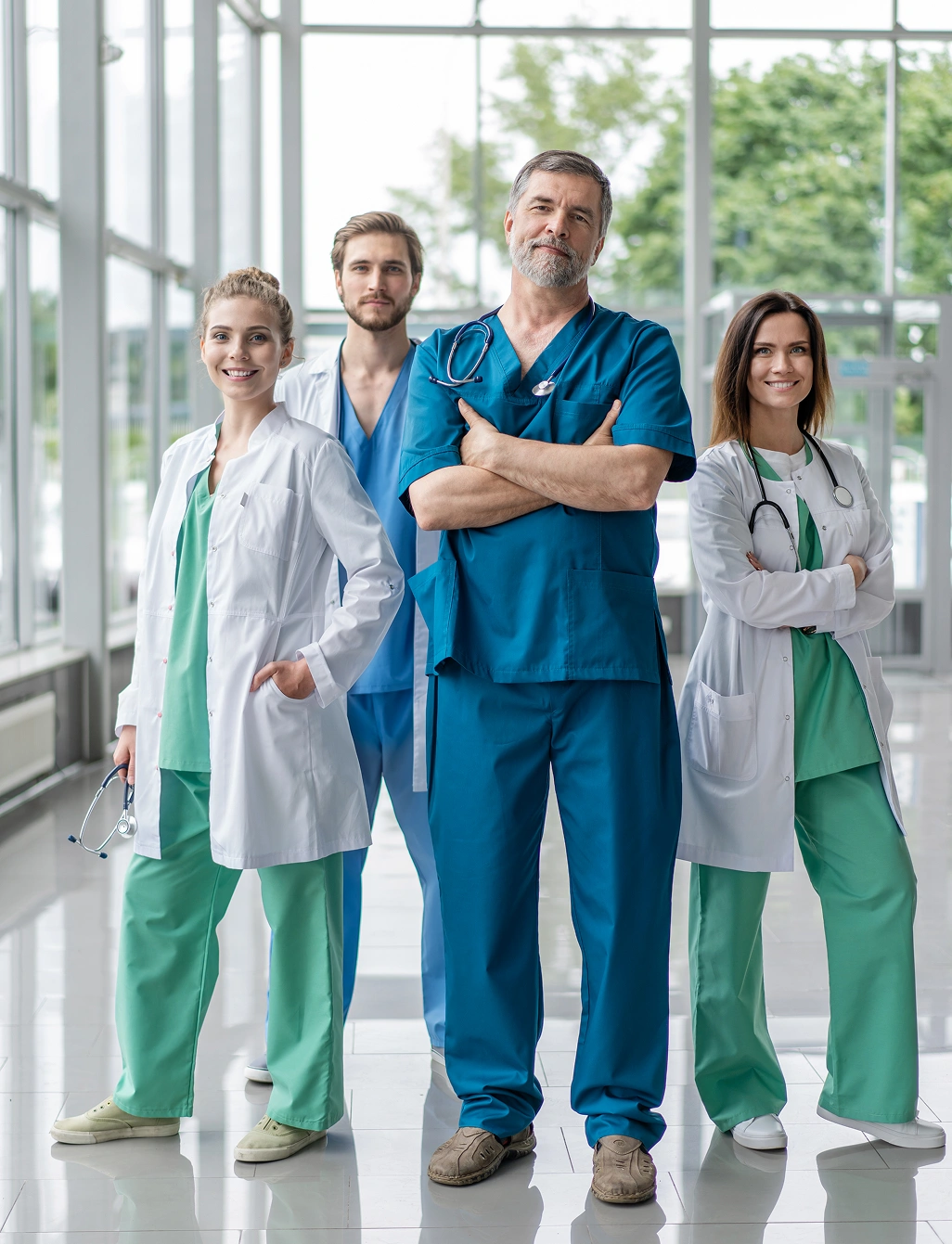 Group of doctors and nurses smiling